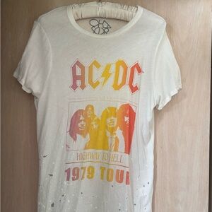 Chaser White and Red Short Sleeve Tee with Vintage Band Design